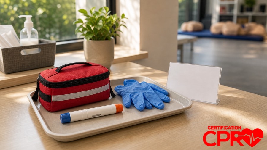 Anaphylaxis first aid training supplies for CPR and First Aid classes in Austin.