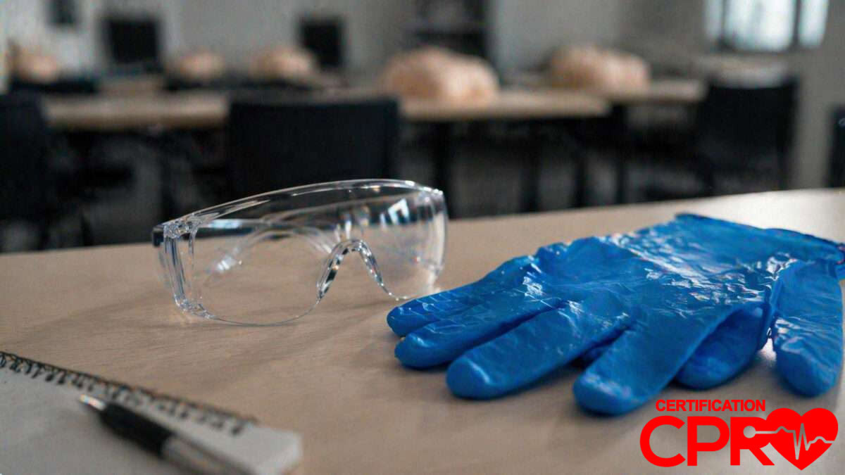 PPE gear for bloodborne pathogens training in CPR certification classes Austin.