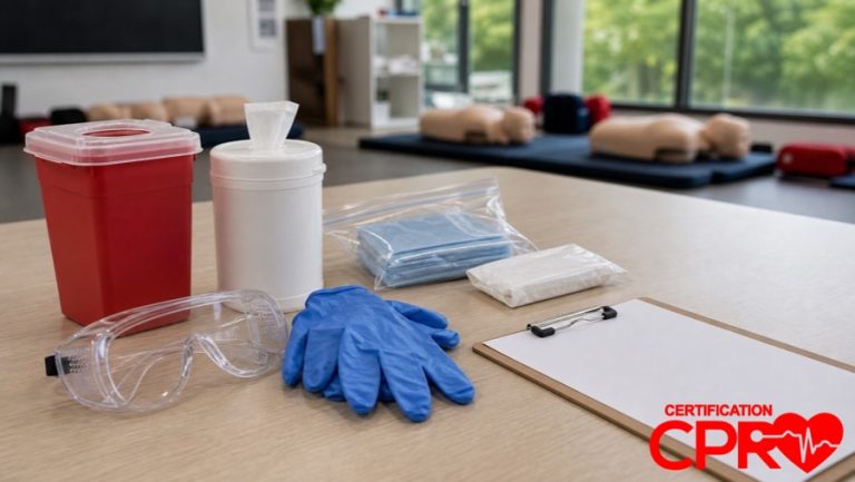Bloodborne pathogens training supplies for CPR certification classes in Austin.