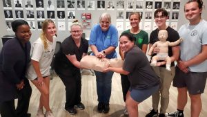 Group CPR training session in Austin for certification.