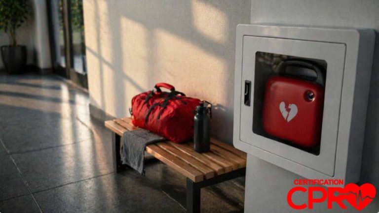 CPR training kit and AED device for cardiac emergencies in Austin.